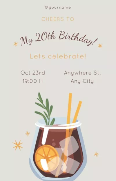 Birthday Party with Cocktails Party Invitations
