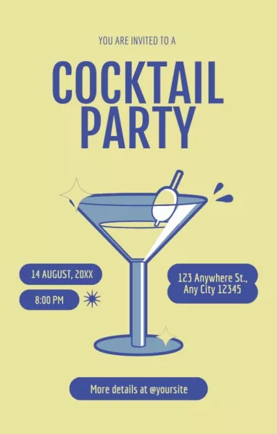 Cocktail Party Ad on Yellow Party Invitations