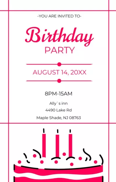 Birthday Party with Tasty Cake Birthday Invitations