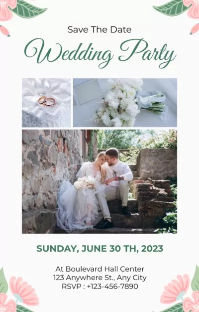 Elegant Collage for Wedding Party Wedding Invitations
