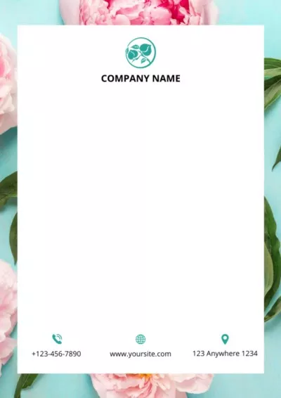 Letter from Company with Pink Peonies Letterheads