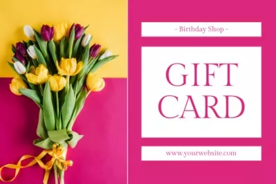 Birthday Gift Voucher with Tulip Bouquet Gift Certificate