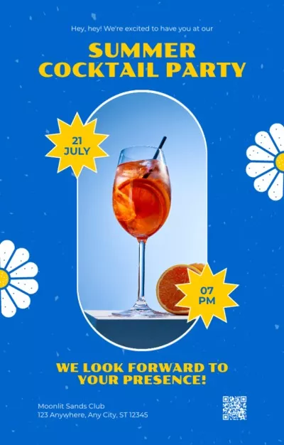 Summer Cocktail Party Ad Layout with Photo Invitations
