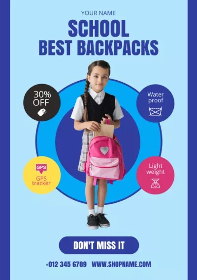 Discount on Best Backpacks with  Little Schoolgirl School Posters