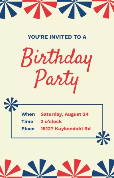 Birthday Party Celebration with Bright Illustration Birthday Invitations