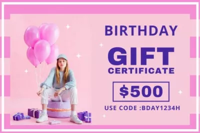 Birthday Voucher on Pink Gift Certificate