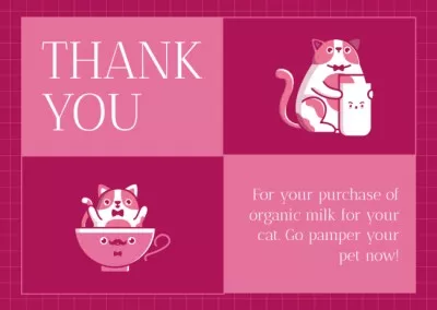 Thanks for Buying Organic Milk for Cat Thank You Cards