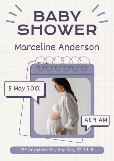 Baby Shower Party with Pregnant Woman in White Event Posters