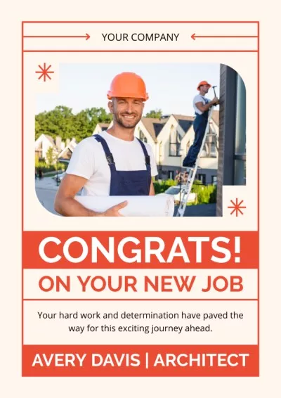 Congratulation Man Builder on New Job Event Posters