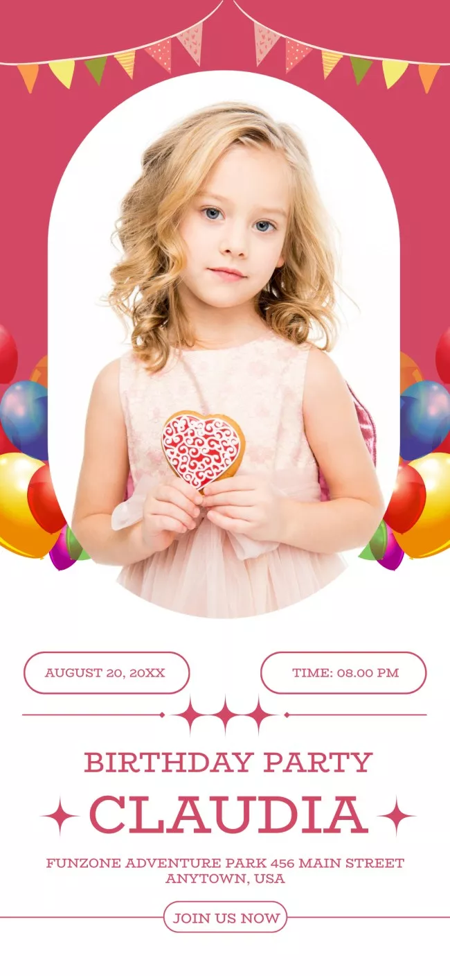 Little Pretty Girl Birthday Party Invitation