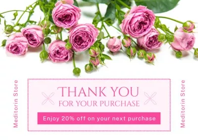 Pink Roses With Discount For Purchase In Shop Offer Cards