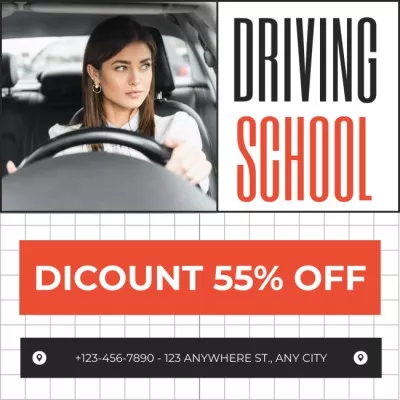 Enrollment in Driving School With Discounts For Customers Instagram Posts