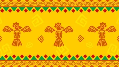 Colorful Totems Pattern For Traditional Hispanic Heritage Month Zoom Background