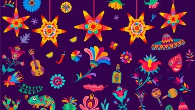 Colorful Texture With Symbols For National Hispanic Heritage Month Zoom Background