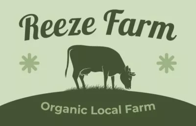 Local Organic Farm Emblem with Cow Business Cards