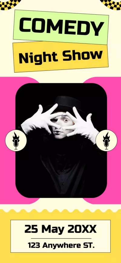 Ad of Comedy Night Show with Mime in Costume Snapchat Geofilter