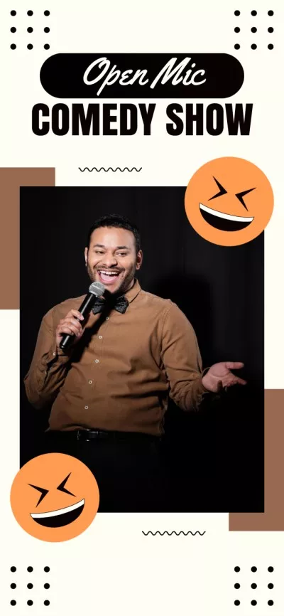 Comedy Show Promo with Smiling Man on Stage Snapchat Geofilter