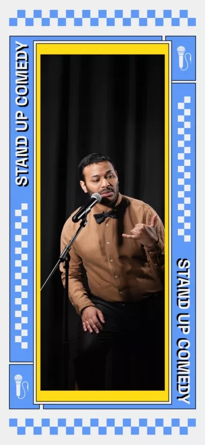 Man performing on Comedy Show with Microphone Snapchat Geofilter