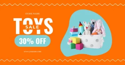 Bright Sale Announcement with Toys in Box Facebook Ads