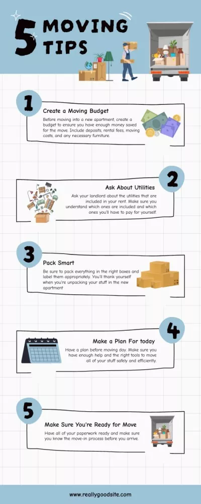 Tips for Moving with Steps and Illustrations Infographics
