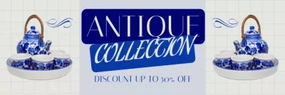 Discount on Antique Tableware with Blue Pattern Twitter Headers