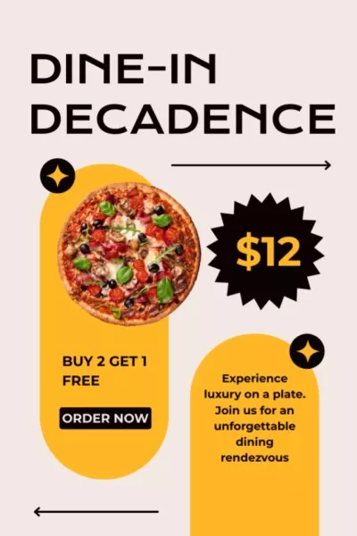 Fast Casual Restaurant Ad with Delicious Pizza Offer Tumblr Graphics