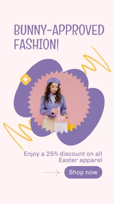Easter Fashion Sale Ad with Stylish Young Woman Easter Instagram Stories