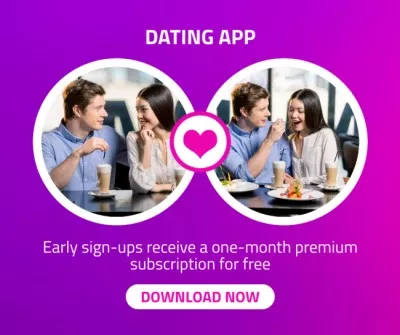 Dating App Promo on Purple Gradient Collage Maker