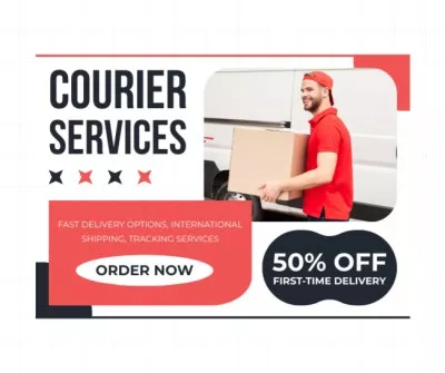 Half Price on First Time Delivery Social Media Graphics