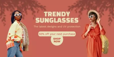 Beautiful African American Women in Trendy Sunglasses Twitter Post