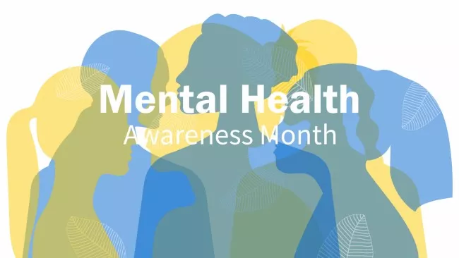 Mental Health Month Announcement with Transparent Silhouettes of Women