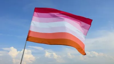 Lesbian Community Flag with Clear Skies Zoom Background