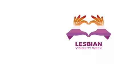 Lesbian Visibility Week Ad with Heart Shape Gesture Zoom Background