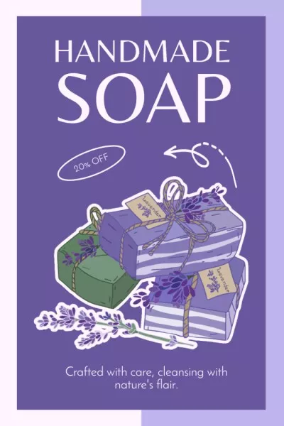 Calming Lavender Handmade Soap Offer with Discount Pinterest Graphics