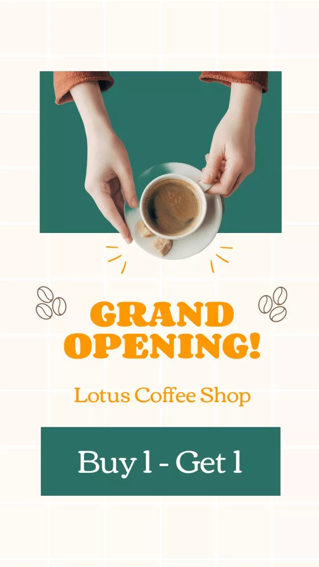 Coffee Shop Grand Opening With Promo Offer