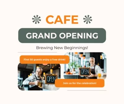 Cafe Opening Ceremony With Free Drinks For First Clients Collage Maker