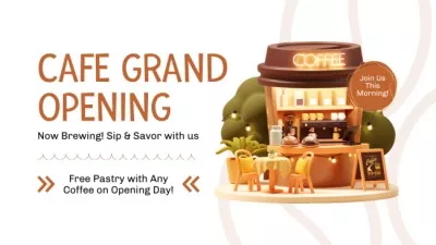 Cafe Grand Opening With Slogan And Free Pastry YouTube Thumbnails