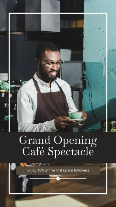 Cafe Grand Opening Spectacle Announcement Instagram Stories