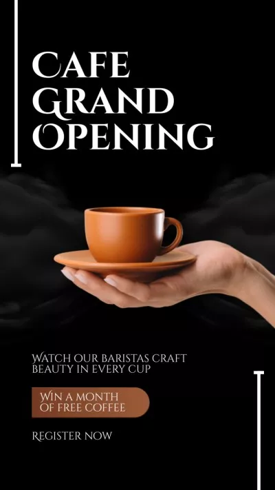 Bohemian Cafe Grand Opening With Handcrafted Coffee Whatsapp Statuses