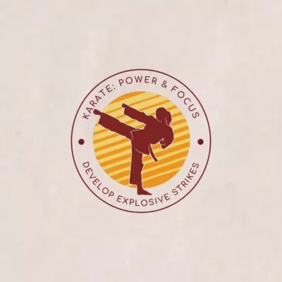Special Karate Classes With Slogan And Emblem Animated Logos