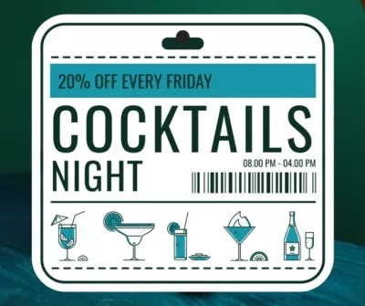 Announcement of Discount Cocktail Night Every Friday Facebook Posts