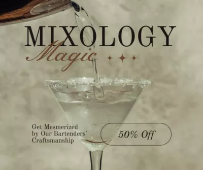 Offer Magic Cocktails at Half Price Social Media Graphics