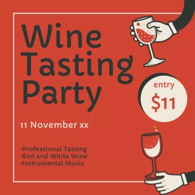Wine Tasting Party Announcement with Entrance Price Instagram Ads