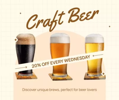 Discount on Craft Beer with Different Flavors Social Media Graphics