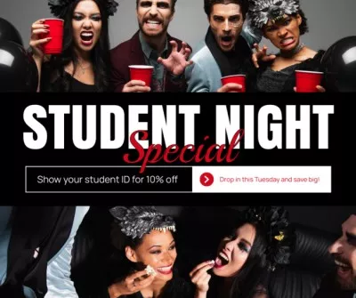 Special Discount on Cocktails for Students Social Media Graphics