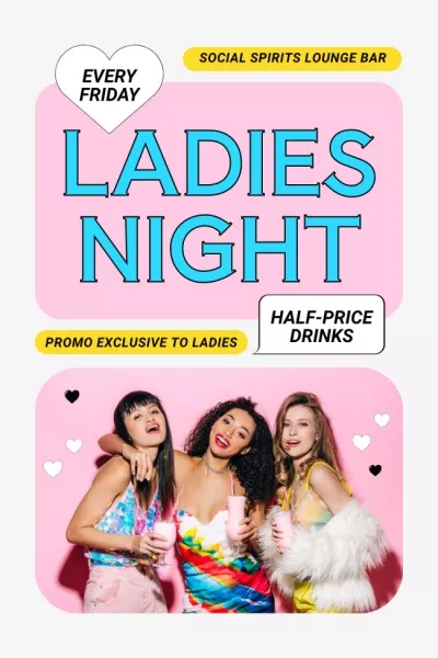 Half Price Cocktails for Lady at Night Party Pinterest Graphics
