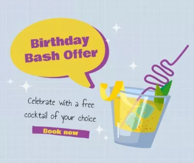 Free Cocktails Offer for Birthday Social Media Graphics