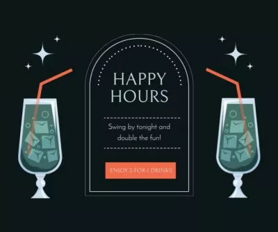 Happy Hours Double Offer On Cocktail Drinks Facebook Posts