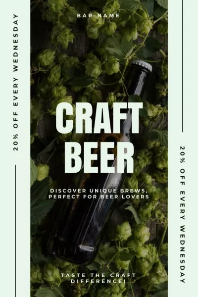 Huge Discount on Craft Beer With Hops Pinterest Graphics