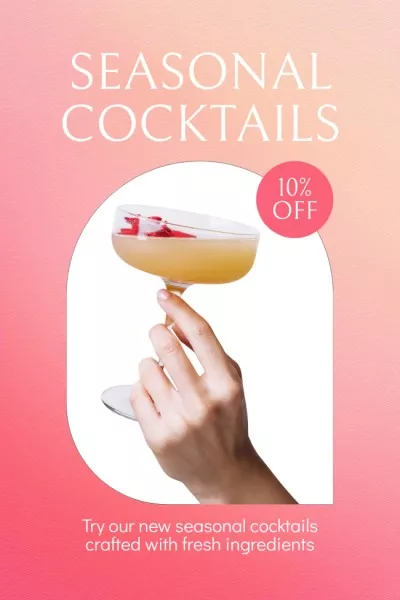 Seasonal Cocktail Offer in a Refined Glass with Discount Pinterest Graphics